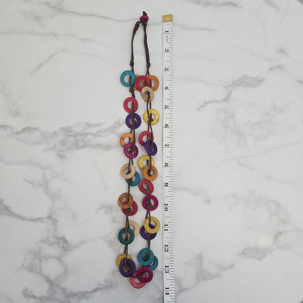 Paparazzi Accesories Boho Multi Color Wooden Discs Necklace & Earring Set - Picture 13 of 16